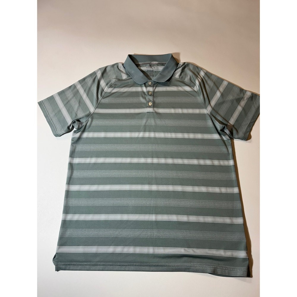 Oakley Polo Shirt Mens XL Sage Green Excellent O-Hydrolix Striped Golf Tee